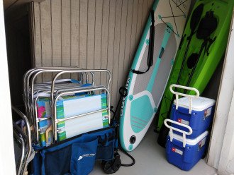 2 SUPS, kayak, chairs, coolers, plus 6 bikes