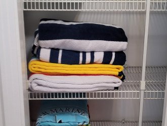Beach towels provided in hall closet