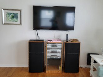 58" Smart TV and stereo equipment along with BluRay Player