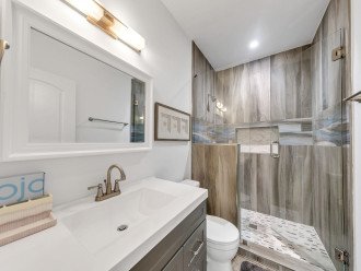 Shared Hall Bathroom with Custom Walk in Shower