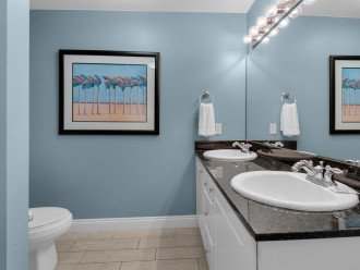 Master en suite with dual vanity granite countertop sinks