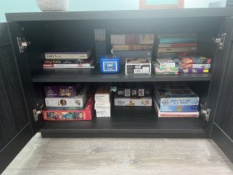 Games, puzzles and books in the living room
