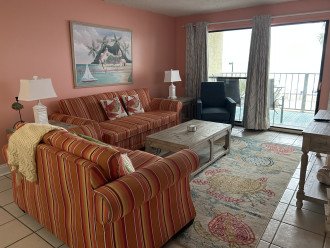 #206 Living Room (queen sofa sleeper, love seat, chair) and view of ocean/pool