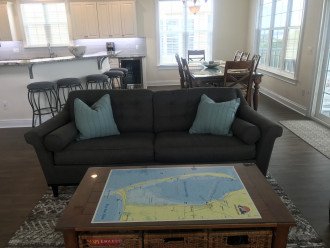 Queen sleeper sofa and coffee table with games and DVD's