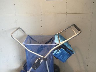 Beach cart in 2A storage closet in parking garage