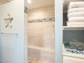 Large walk-in shower in the master