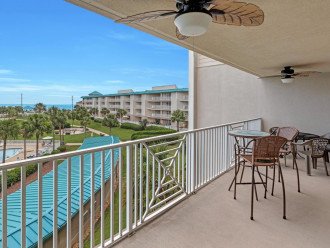Spacious balcony over looking pool and the ocean with unobstructed views