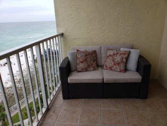 your balcony and a chance to see the beach from a love seat