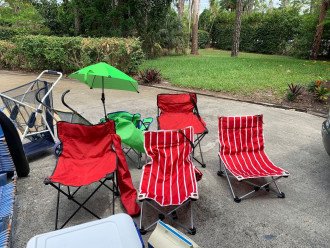 4 adult beach chairs - low rise.