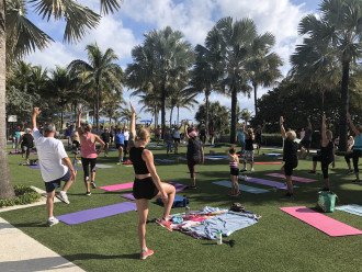 Morning excercise classes on the Great Lawn