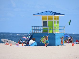 Eight lifeguard stations along Pompano's public beach