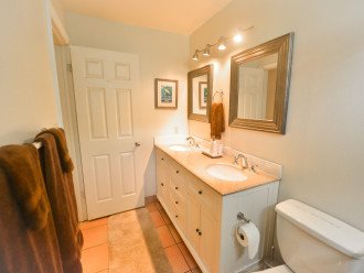 Roomy, bright bathroom. Beautiful double vanity not found in other units.