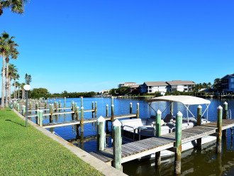The bay with deep draft boat docks for guest use