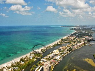 Aerial view of Fisherman's Cove Condo at Turtle Beach on Siesta Key