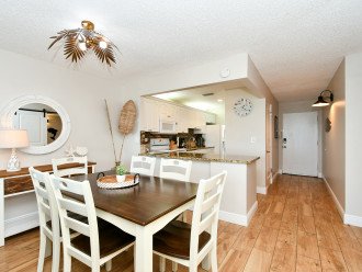 Dining room is right off the kitchen with seating for four