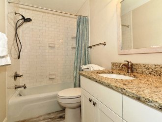 2nd bath with granite counters, tile enclosed tub/shower combo