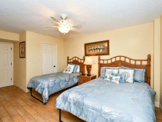 2nd Bedroom with Queen-size plus twin-size beds, HD TV, window with view of Gulf