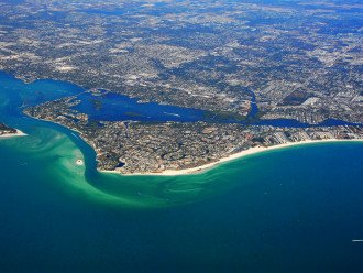 Aerial view of Crescent Arms on Crescent Beach - Siesta Key