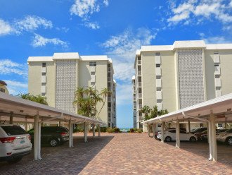 Crescent Arms Condo on Siesta Key's world famous powder white sand beach - view from parking lot