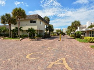 Entrance to Crescent Arms Condo on Siesta Key's world famous power white sand beach