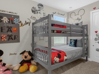 Delight the Littles with the Mickey Mouse Bunk Room. Sleeps 4 kids with 40 inch TV.