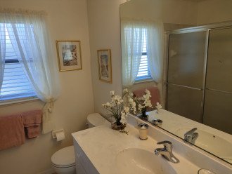 Guest bathroom with large dhower
