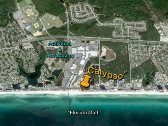 Satellite view of Calypso, Pier Park,pier, the recreation Ball Park & Hwy. 98
