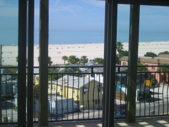 view of beach and gulf from unit