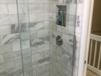 Third floor bathroom brand new marble shower