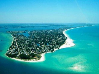 Ariel View from North end of 8 mile long Anna Maria Island looking South.