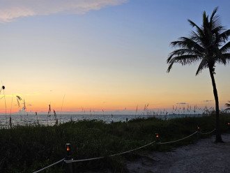Lanterns along the private beach.